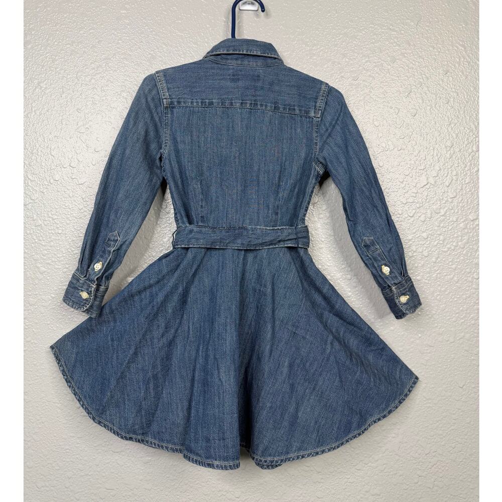 Ralph Lauren Blue Belted Cotton Denim Shirtdress / Size-3-3T - Picture 7 of 16